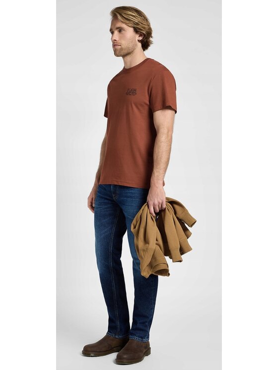 Lee Lee T-Shirt Relaxed Logo Tee Brązowy Relaxed Fit
