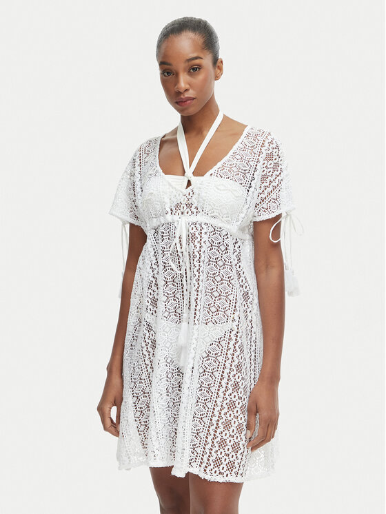 Iconique Rochie de plajă Molly IC26-118 Alb Regular Fit