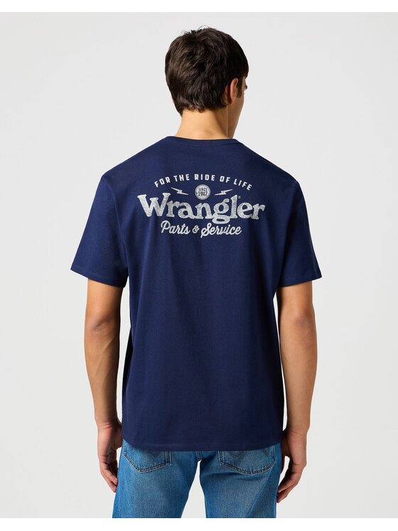 Wrangler Wrangler T-Shirt GRAPHIC TEE Niebieski Regular Fit