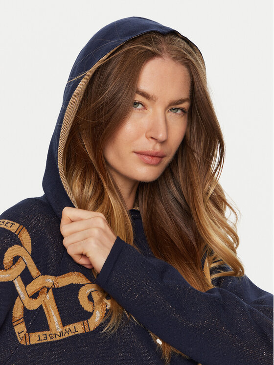 TWINSET TWINSET Πουλόβερ 241TP3520 Σκούρο μπλε Loose Fit