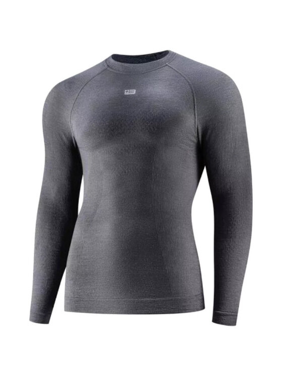 Brubeck Brubeck Bluza LS1733M Merino Wool Szary Regular Fit