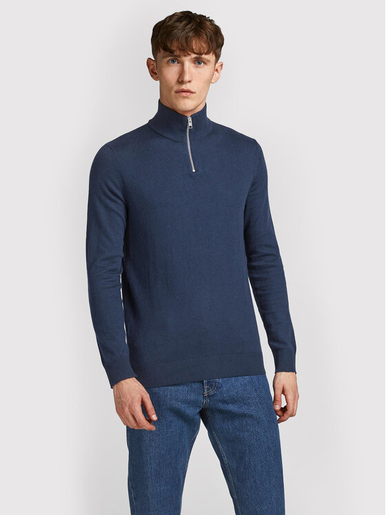 Jack & Jones Jack & Jones Sveter Emil 12189339 Tmavomodrá Regular Fit