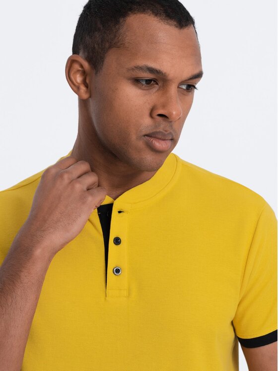 Ombre Ombre T-Shirt OM-TSCT-0156 Żółty Regular Fit