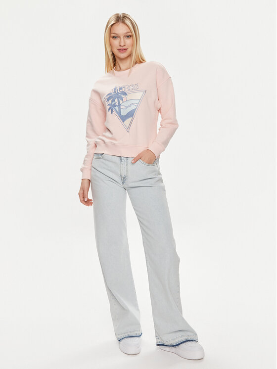 Guess Guess Bluza W4GQ11 KBK32 Różowy Relaxed Fit