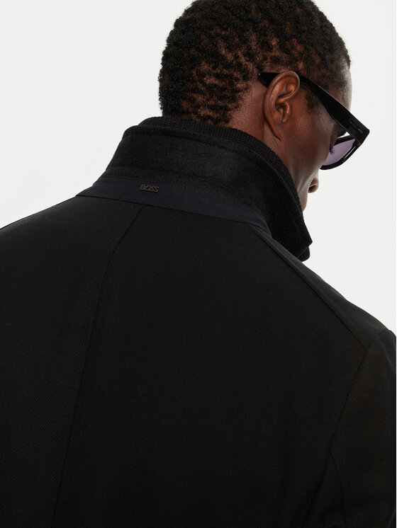 BOSS Boss Vilnonis paltas H-Hyde 50502255 Juoda Slim Fit