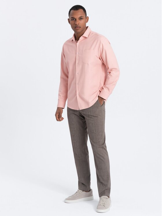 Ombre Ombre Košile OM-SHCS-0148 Růžová Regular Fit
