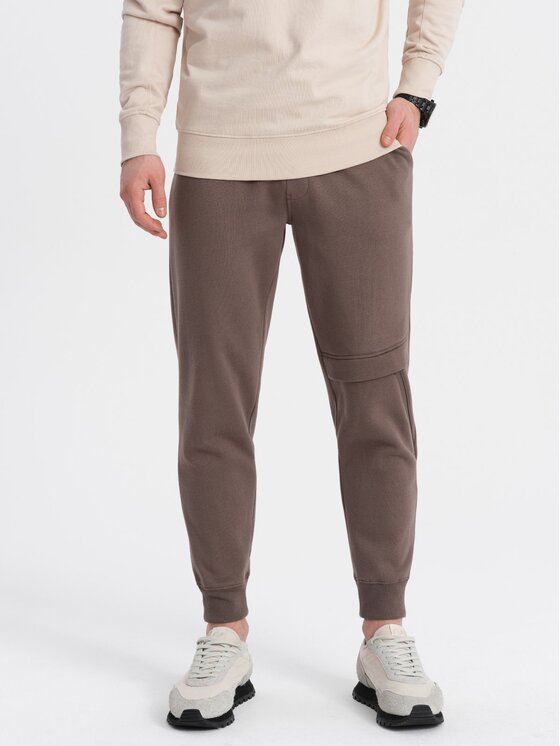 Ombre Ombre Teplákové kalhoty OM-PASK-0147 Hnědá Regular Fit