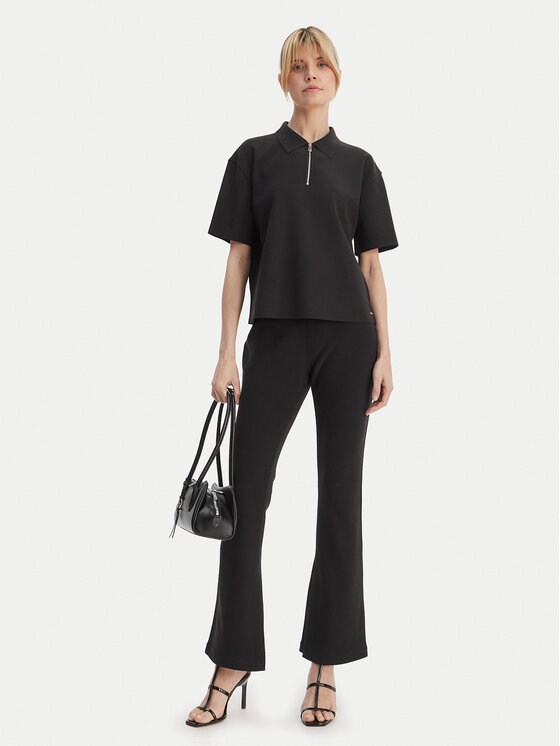 Calvin Klein Calvin Klein Тениска с яка и копчета LV044E241G Черен Relaxed Fit