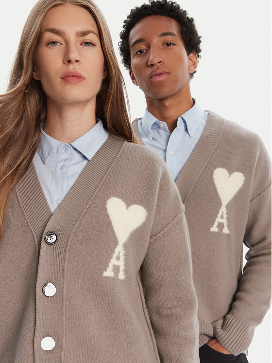 AMI Paris AMI Paris Cardigan UKC090.KN0090 Gri Relaxed Fit