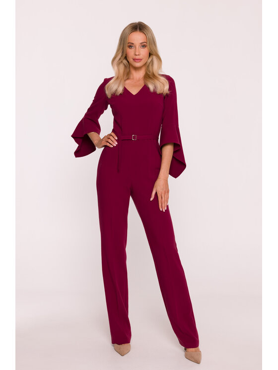 Stylove Stylove Kombinezon S416 Bordowy A-Line Fit