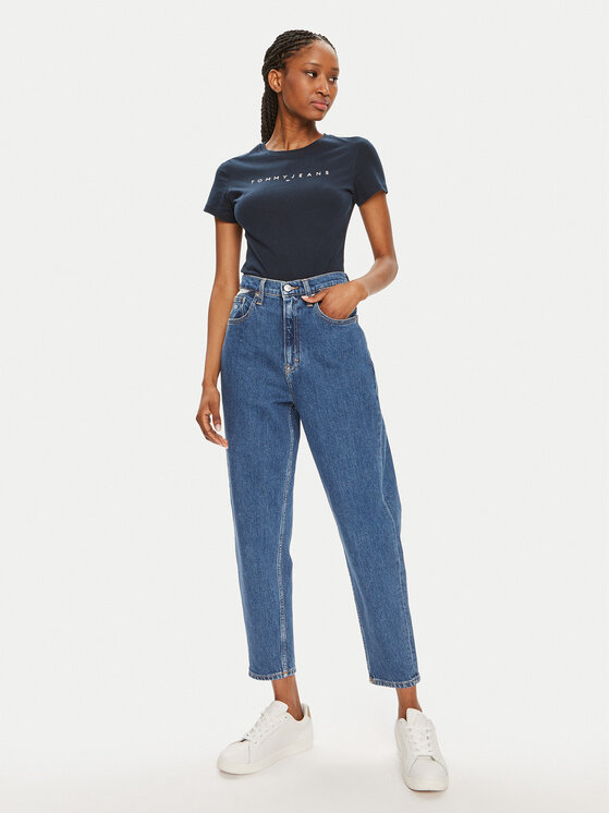 Tommy Jeans Tommy Jeans Blugi Flag DW0DW18572 Albastru Mom Fit