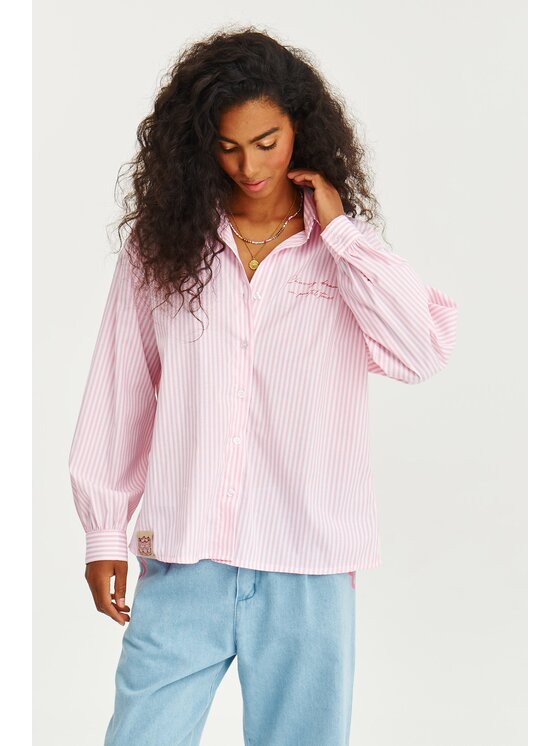 NAOKO NAOKO Košeľa Sweetheart Ružová Regular Fit