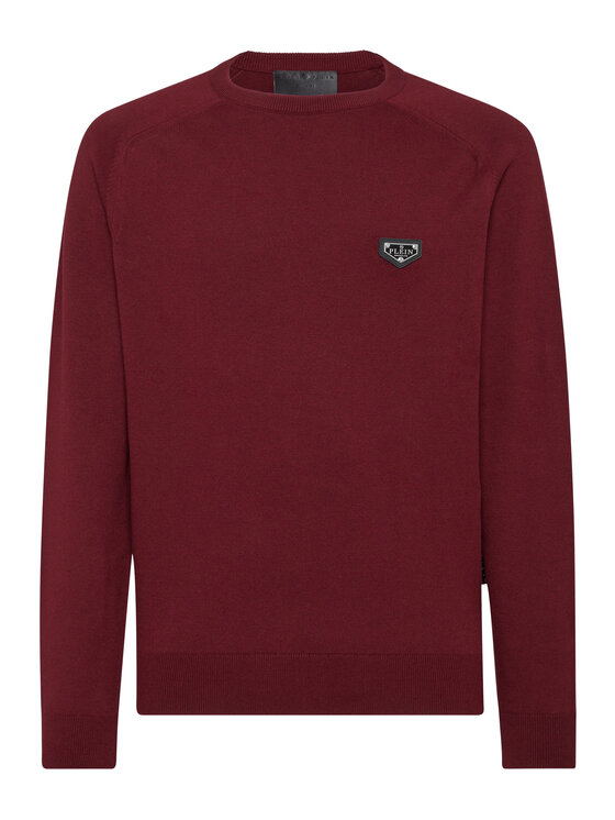 PHILIPP PLEIN PHILIPP PLEIN Sweter 199 Bordowy Regular Fit