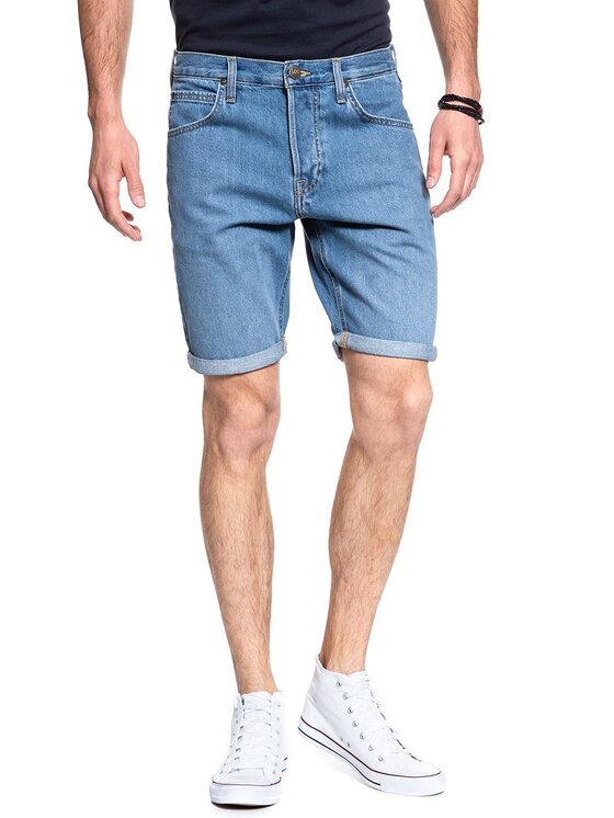 Lee Lee Szorty jeansowe 5 POCKET SHORT Niebieski Regular Fit