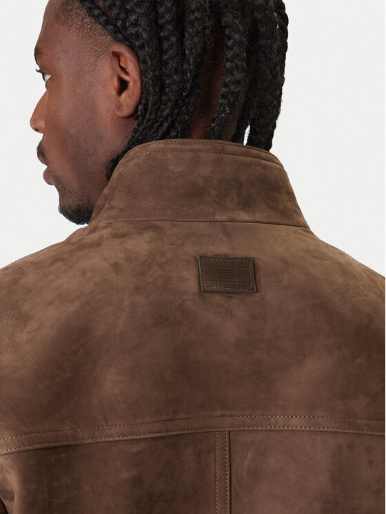 Tommy Hilfiger Tommy Hilfiger Кожено яке Harrington MW0MW42976 Кафяв Regular Fit
