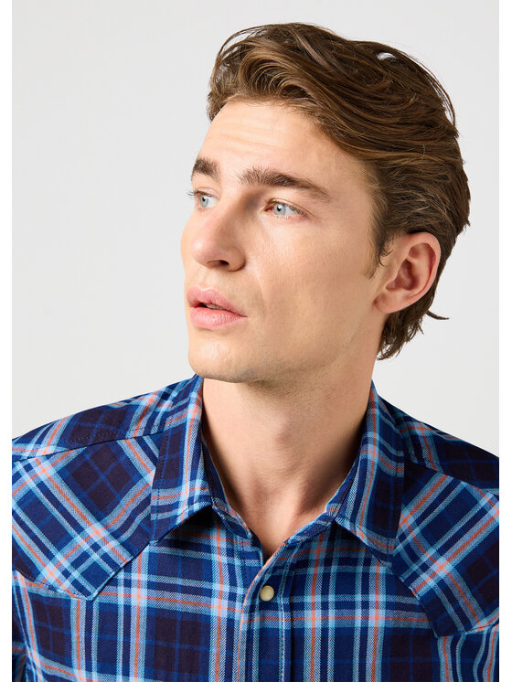 Wrangler Wrangler Koszula SS WESTERN SHIRT Niebieski Regular Fit