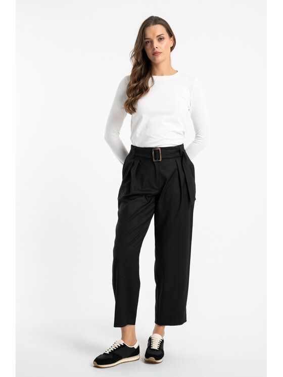 CLICK CLICK Spodnie materiałowe 30-371 Czarny Relaxed Fit