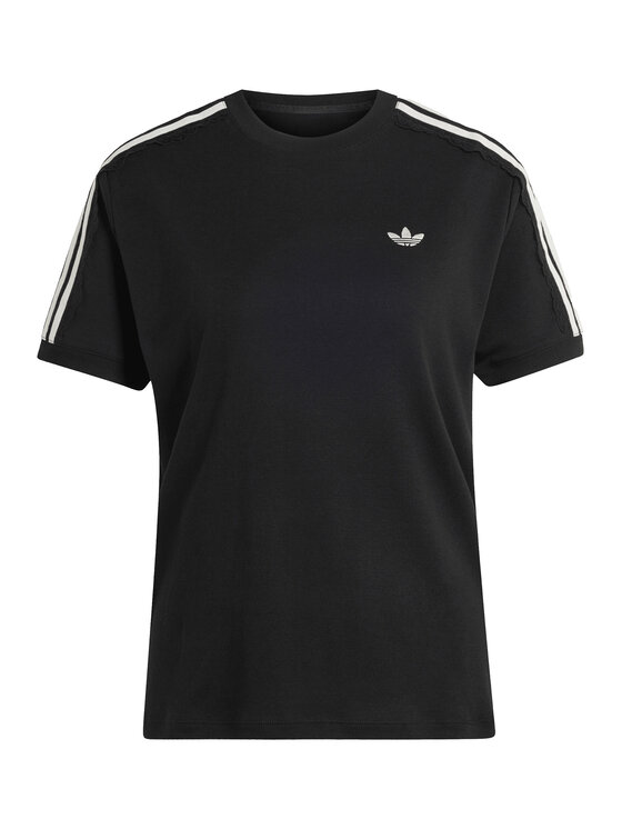 adidas adidas T-Shirt Lace 3 Stripes LG4263 Czarny Regular Fit