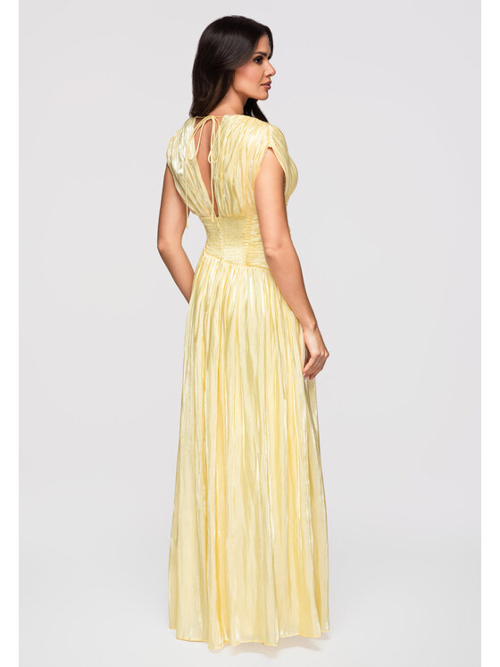 Ombre Ombre Sukienka wieczorowa LA-OM-DLR363 Żółty Regular Fit