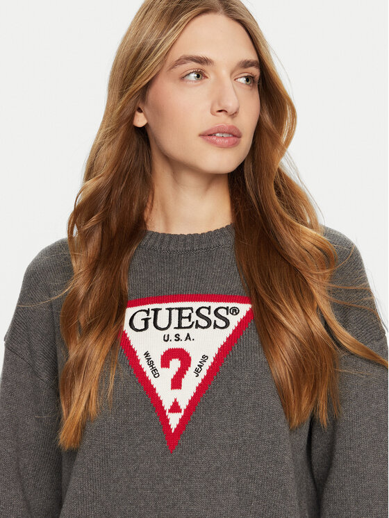 Guess Jeans Guess Jeans Пуловер W4BR12 Z3HM1 Сив Regular Fit