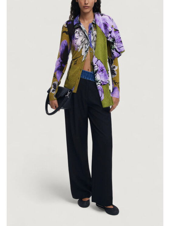 Desigual Desigual Camicia TS_TULLEFLOWER_L Verde Casual Fit