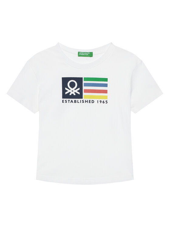 United Colors Of Benetton T-Shirt 3I1XG10HT Biały Regular Fit
