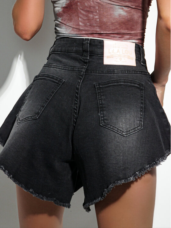 LilaLou LilaLou Szorty jeansowe Vera Czarny Regular Fit
