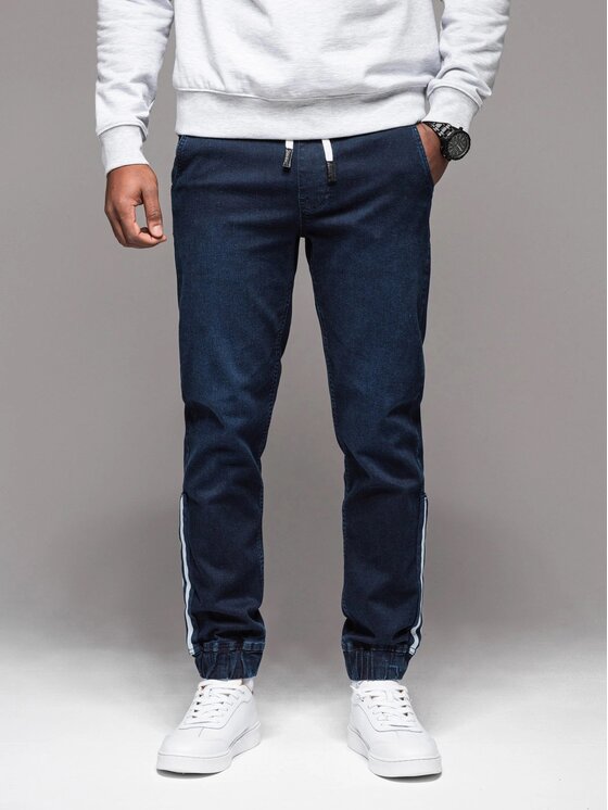 Ombre Ombre Joggers kalhoty OM-PADJ-0156 Modrá Regular Fit