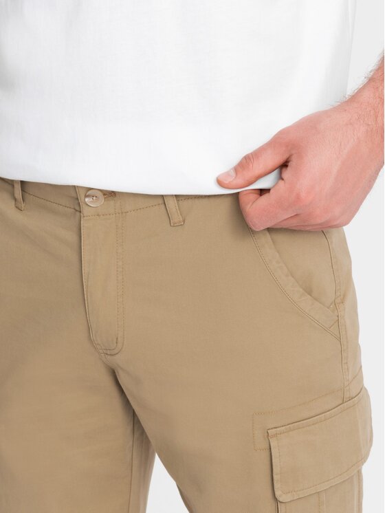 Ombre Ombre Šortky z materiálu OM-SRCG-0133 Hnědá Cargo Fit