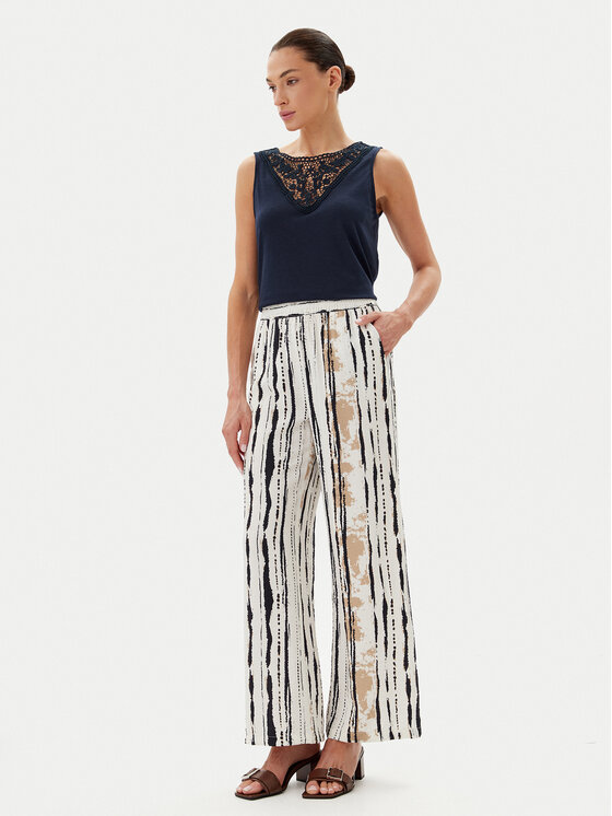 JDY JDY Bavlnené nohavice Troya 15339132 Biela Wide Leg