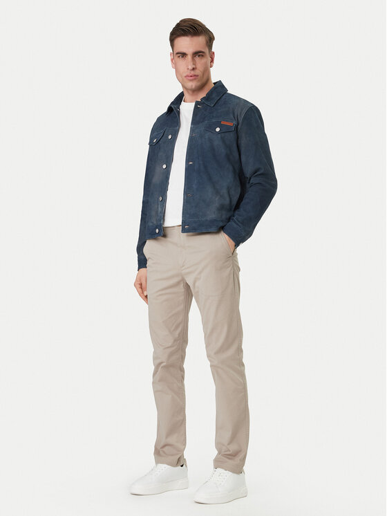 Calvin Klein Jeans Calvin Klein Jeans Kurtka skórzana 90s LV04RF404G Granatowy Regular Fit