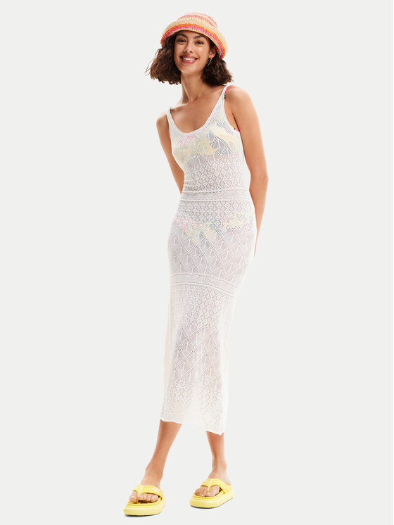 Desigual Plážové šaty Kenia 24SWMF02 Biela Regular Fit