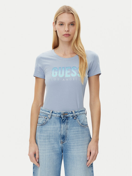 Guess Tričko W5GI14 J1314 Modrá Regular Fit