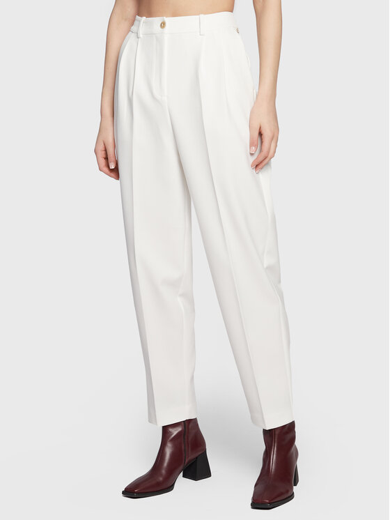 Tommy Hilfiger Tommy Hilfiger Παντελόνι υφασμάτινο WW0WW37287 Λευκό Tapered Fit
