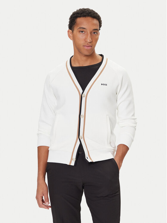 BOSS BOSS Strickjacke Sardigan 50543472 Weiß Relaxed Fit