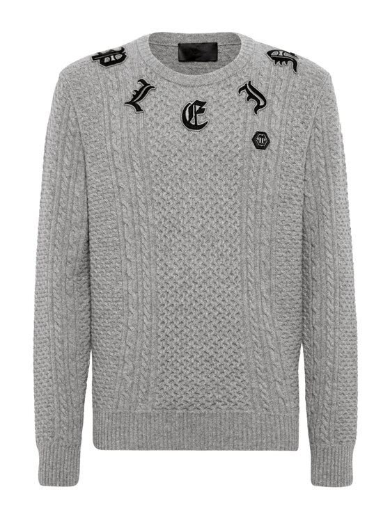 PHILIPP PLEIN PHILIPP PLEIN Longsleeve 9751 Szary Regular Fit