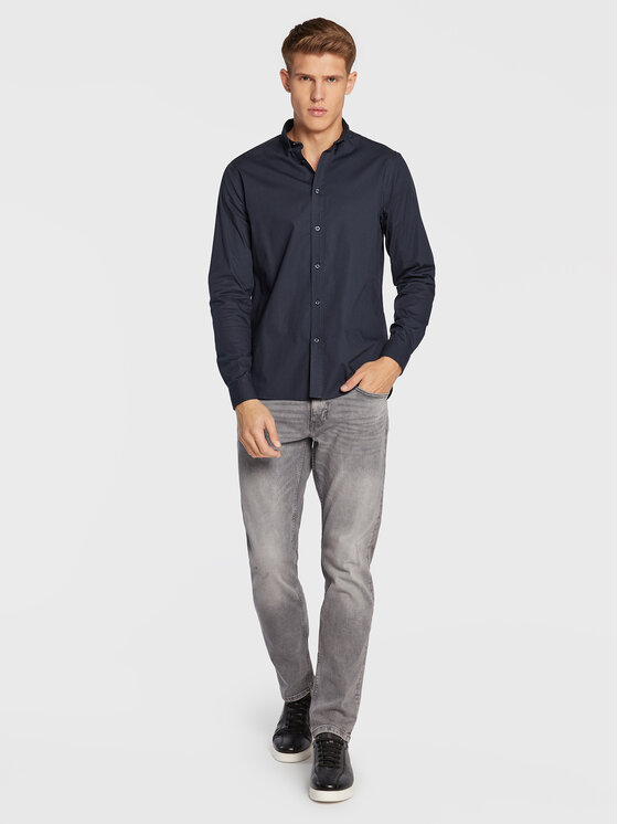 Solid Solid Сорочка 21103247 Cиній Slim Fit