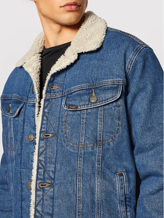 Lee Lee Giacca di jeans Sherpa L87AMWGV 112140960 Blu scuro Regular Fit
