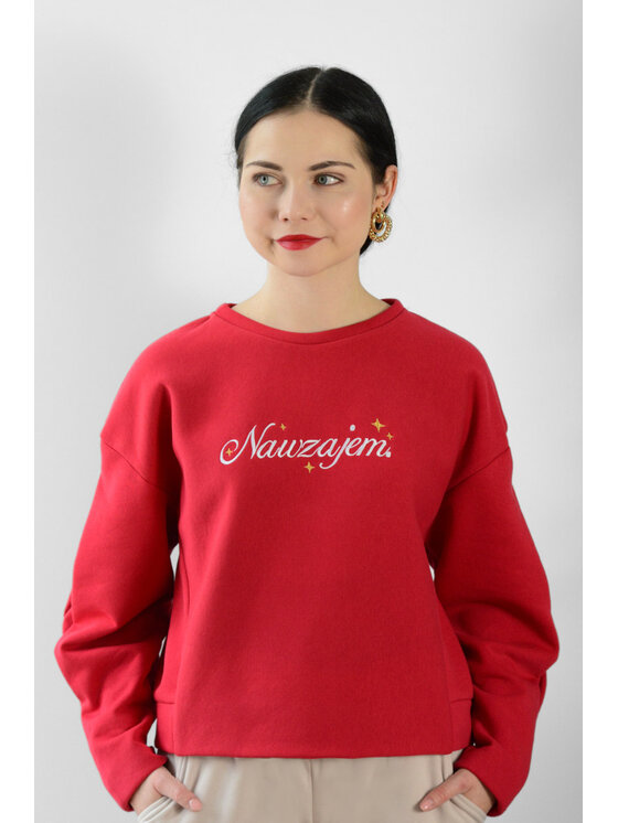 White Rvbbit White Rvbbit Bluza świąteczna "Nawzajem." Czerwony Regular Fit