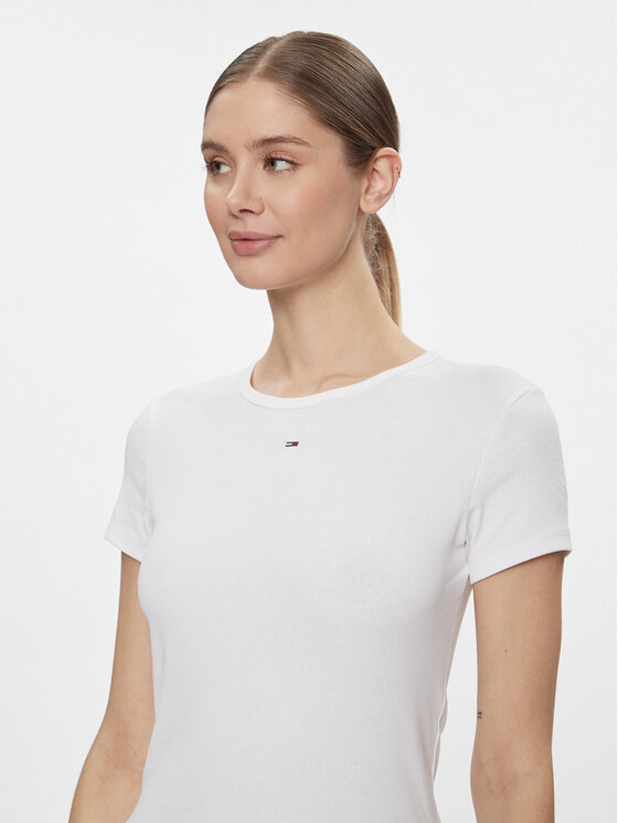 Tommy Jeans Tommy Jeans T-shirt Essential DW0DW17383 Bijela Slim Fit