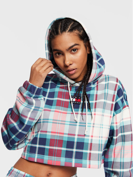 Tommy Jeans Sweatshirt Crp Tartan DW0DW14866 Blau Relaxed Fit Modivo
