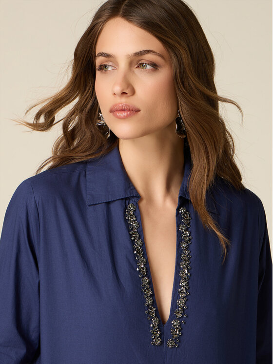 Oltre Oltre Blusa 2059R003152N034 Blu Boxy Fit
