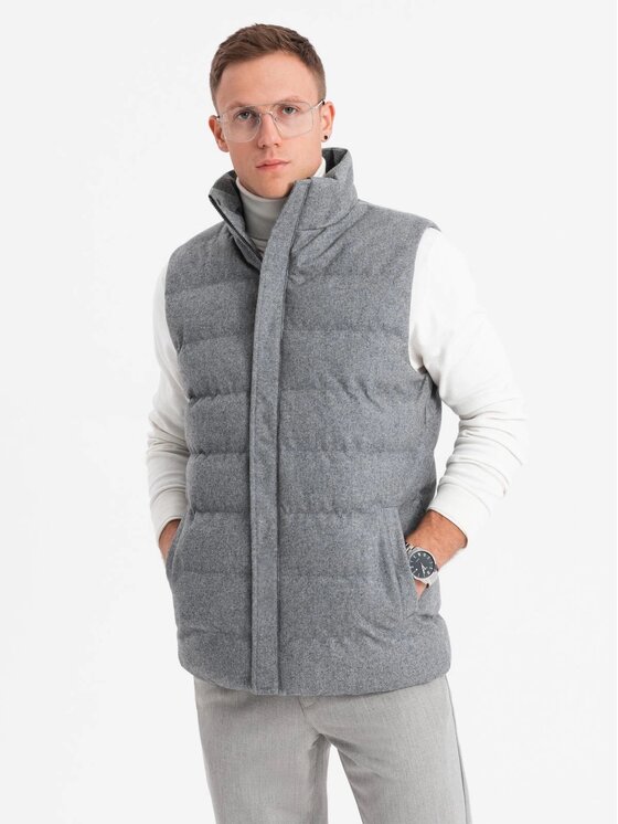 Ombre Ombre Kamizelka OM-JAVJ-0200 Szary Regular Fit