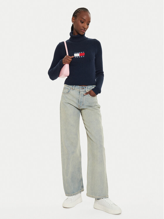 Tommy Jeans Tommy Jeans Rollkragenpullover Flag DW0DW18678 Dunkelblau Regular Fit