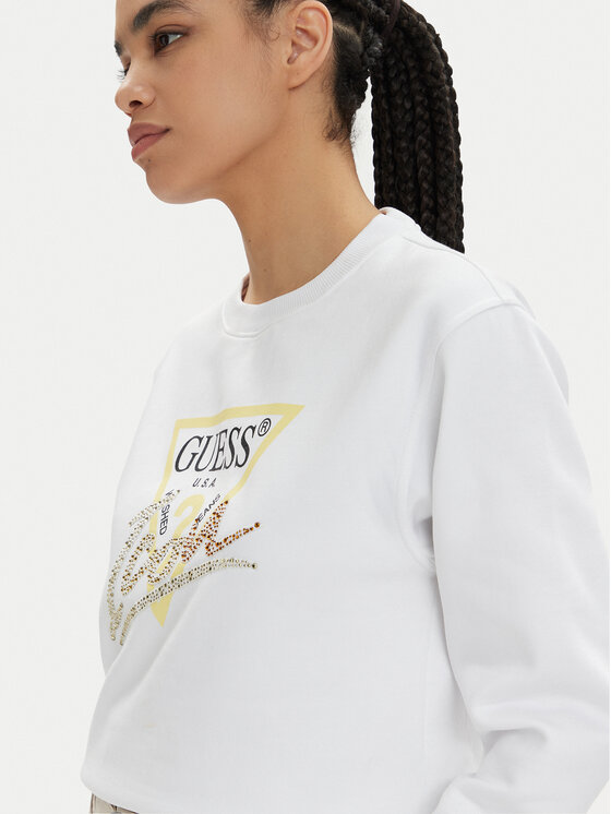 Guess Guess Μπλούζα Icon W4GQ09 KB681 Λευκό Relaxed Fit