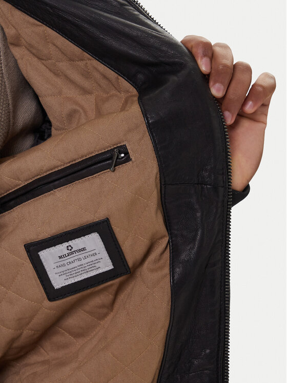 Milestone Milestone Μπουφάν δερμάτινο Tom 531041 21070 Μαύρο Regular Fit