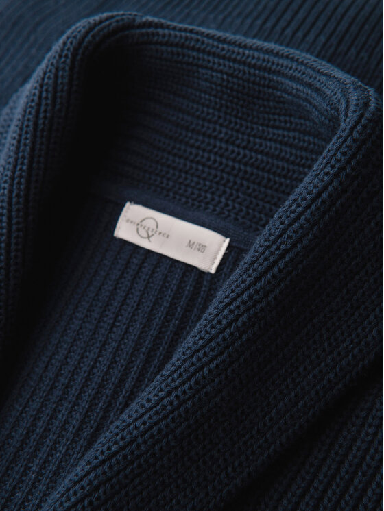 Ombre Ombre Sweter OM-SWCD-0200 Granatowy Regular Fit