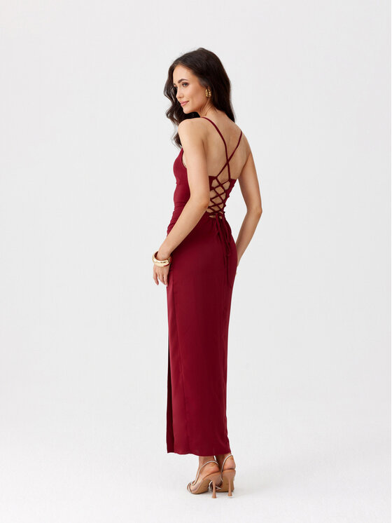 Roco Fashion Roco Fashion Koktejlové šaty Aria Bordová Slim Fit