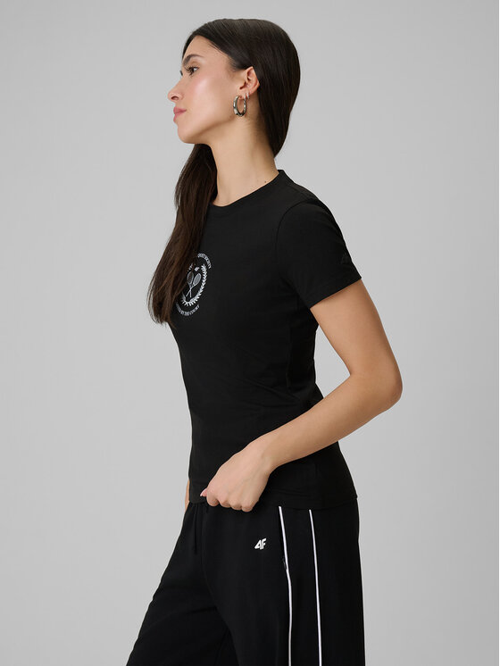 4F 4F T-Shirt SPORTS CLUB Czarny Slim Fit