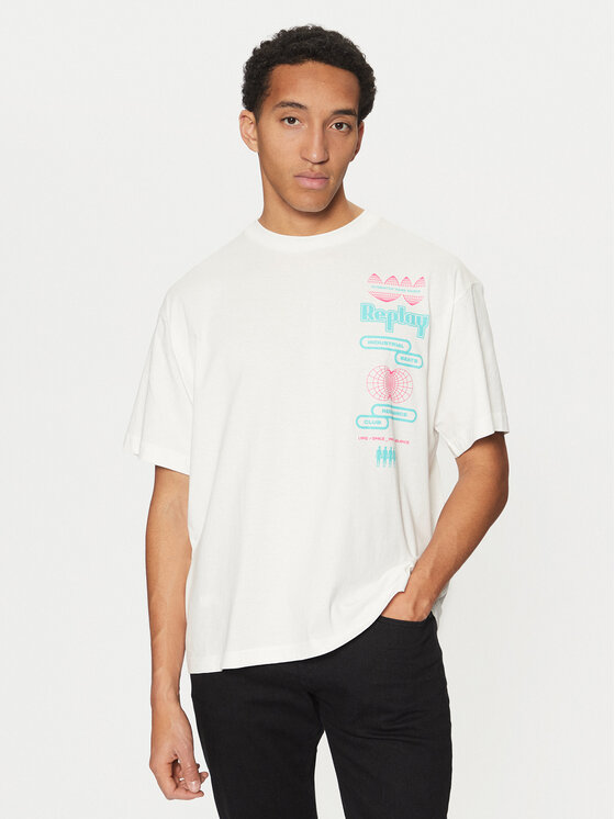 REPLAY Replay T-särk M6880 .000.2660 Valge Loose Fit